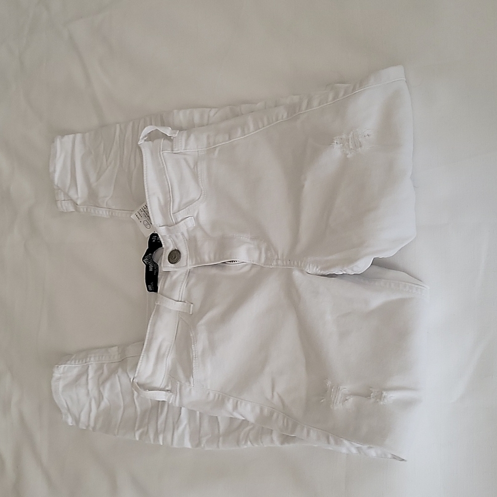 Hollister destroyed white crop jean legging size 24